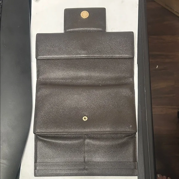 Bvlgari Long Trifold Brown Wallet with Gold Accent EUC - Picture 14 of 15